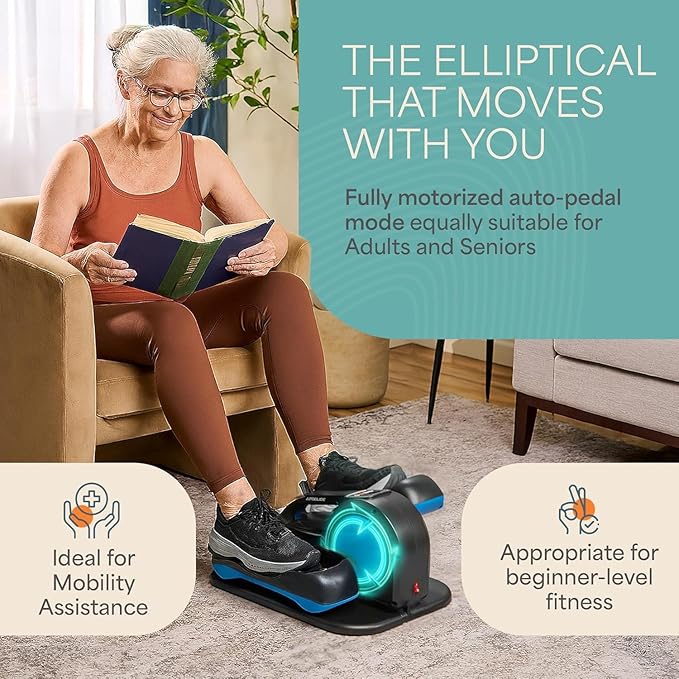 Lifepro AutoGlide Under Desk Elliptical Exercise Machine – Quiet Elliptical Machine for Home or Office – Portable Leg Exerciser While Sitting – Seated Pedal Exerciser for Seniors & Adults