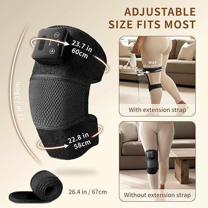Nekteck Knee Massager with Heat - Cordless Heated Knee Brace with Vibration for Pain Relief, Rechargeable Knee Heating Pad with 5 Heat Levels and 3 Massage Mode (2 Packs)