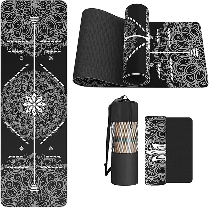FOLAI Extra Thick Yoga Mat 6mm，pilates mat thick - Non-Slip Exercise Mat for HIIT, Pilates & Home Workouts & Workout with Free Carry Strap