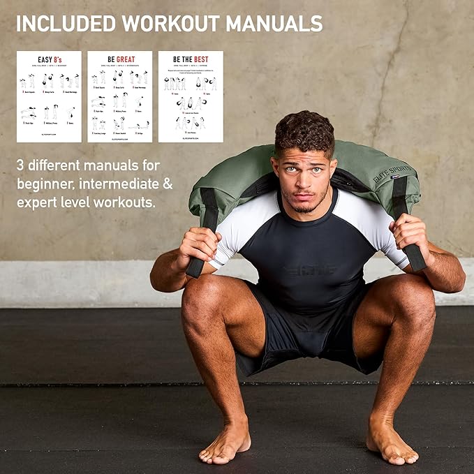 Elite Sports Bulgarian Canvas Bag, Fitness Canvas MMA Gym Cross Workout Training Sandbag 17, 25, 33, 45 lbs (UNFILLED)