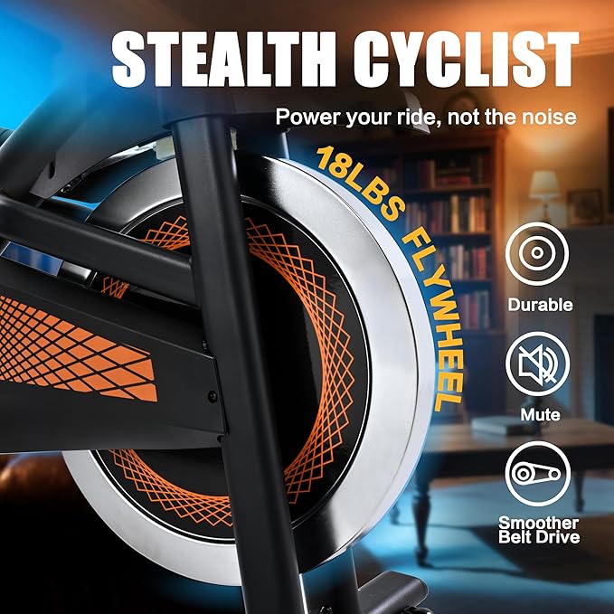 Exercise Bike Stationary Bike Indoor Cycling Bicycle for Home Gym Spinning Bike 300 lbs Weight Capacity Adjustable Seat/Handlebar for Office Cardio Workout