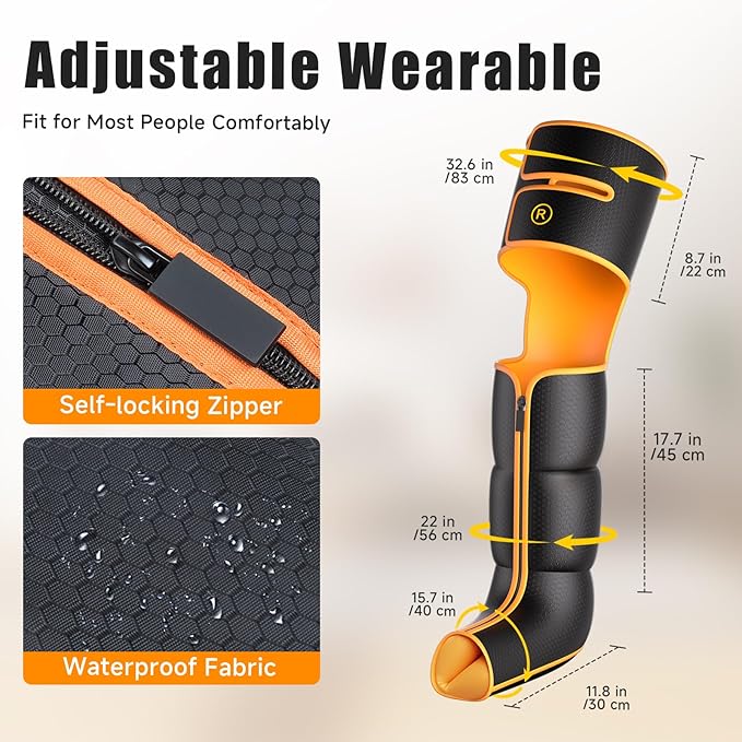 Leg Massager with Heat and Compression, Foot and Full Leg Massager for Circulation and Pain Relief, Sequential Compression Boots with 6 Modes, 6 Intensity, 3 Heat, Gifts for Mom, Dad, Athletes