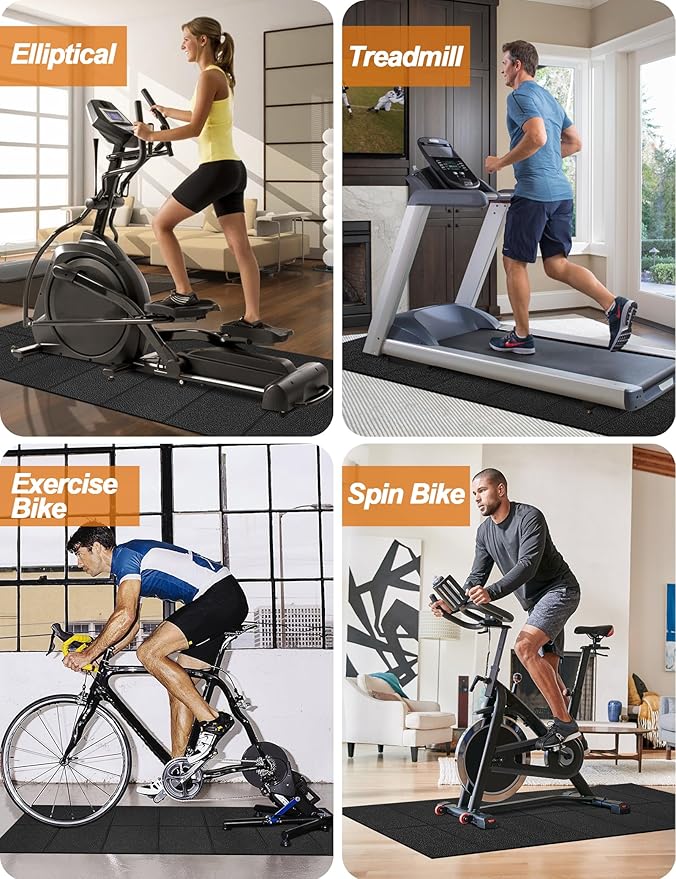 Treadmill Mat 68"x24", WERCHO Foldable Walking Pad Mat for Carpet Hardwood Floors 4mm Heavy-Duty Exercise Equipment Mat for Treadmil Pad,Spin Bike, Elliptical Trainer, Home, Gym