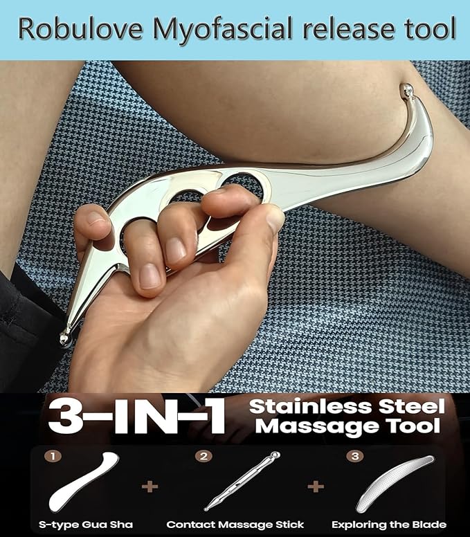 Robulve Professional Muscle Scraper Tool Set, 4-Piece IASTM Physical Therapy Kit with Carrying Case, Manual Massage Tools for Myofascial Release