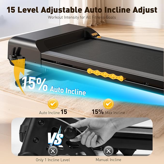 JAGJOG Treadmill for Home with Auto Incline, 3.5-4.5 HP Foldable Treadmill, 12 HIIT Programs,15"-18" Wide LED Touchscreen, Smart App & Heart Rate, 300-400LBS Capacity, Fully Assembly