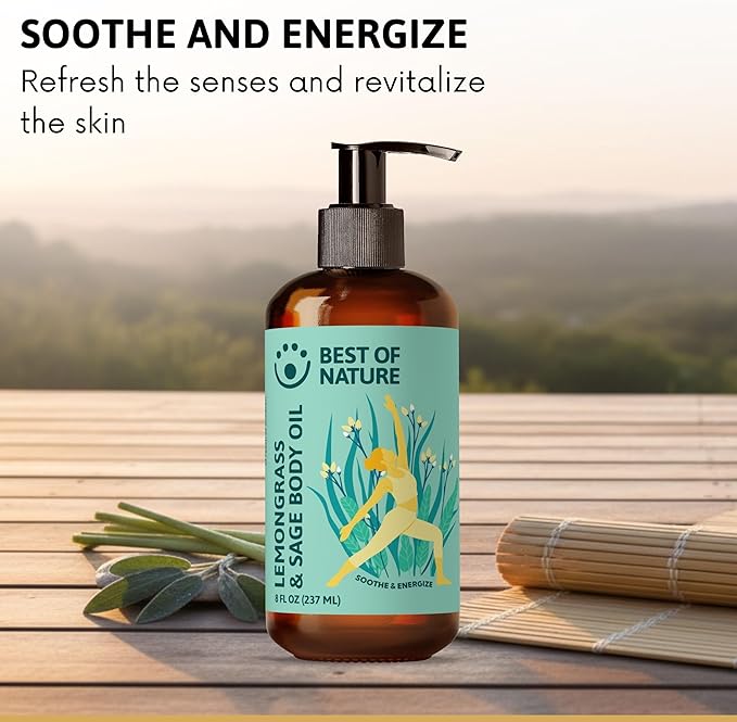 Best of Nature Lemongrass and Sage Massage Oil Blend - Non-Greasy Aromatherapy Massage Oil for Body, Skin & Face, Crafted with Pure Essential Oils, Gallon (128 fl oz)