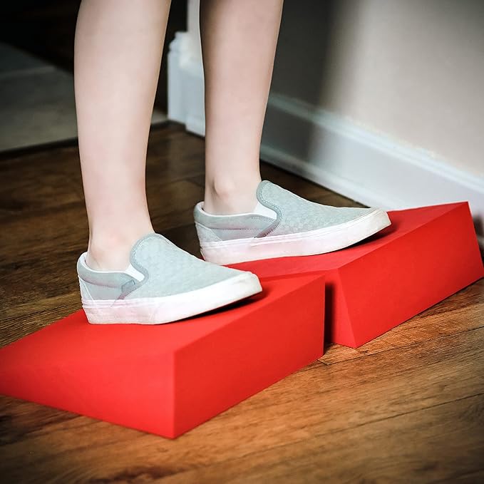 12" Foam Incline Stretch Wedge - Set of 2 - by Trademark Innovations (Brick Red)