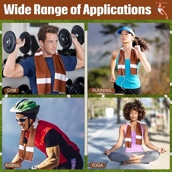12 Pcs Cooling Towel Baseball Football Basketball Breathable Chilly Softball Soccer Ice Towel, 40"x12" Tennis Microfiber Accessories for Player