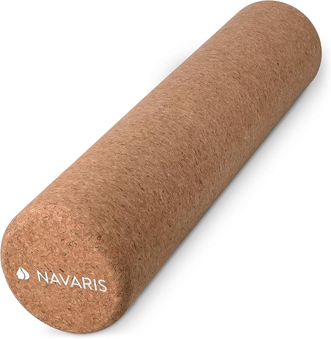 Navaris Cork Roller - Fitness Sport Yoga Cork Tube for Legs, Back, Muscles - Medium, 4 x 18"