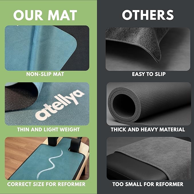 Pilates Reformer Mat Non Slip – Washable Reformer Mat Cover with Grip Socks & Mesh Bag, Sweat Absorbing Pilates Reformer Towel for Studio & Home Use