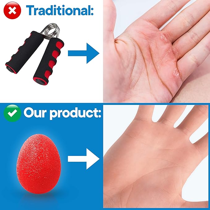 RMS 4-Pack Hand Exercise Balls - Physical & Occupational Therapy Kit for Strengthening Grip & Reducing Stiffness - Arthritis Pain Relief Exerciser for Rehabilitation, Fidget, Stress Relief