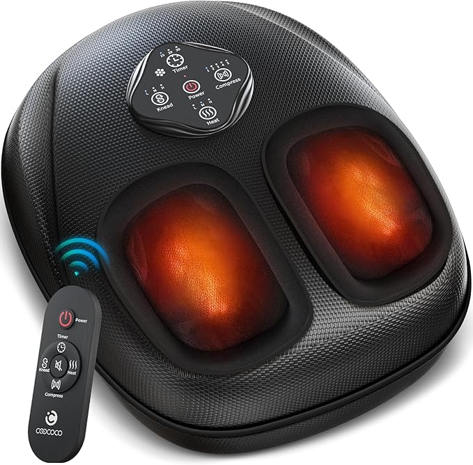 CooCoCo HSA Store Eligible Foot Massager with Heat, Plantar Fasciitis Feet Massager with Remote, Deep Kneading & Compression, FSA Foot Warmer for Home Office, Neuropathy Pain Relief for Feet