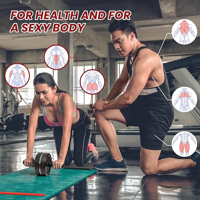Ab Roller Wheel. Abdominal Training Roller for Men/Women, Abdominal Wheels Widened to 3.4 ", Rubber Tread of The Abdominal Wheel Upgraded, Max Weight 490 lbs