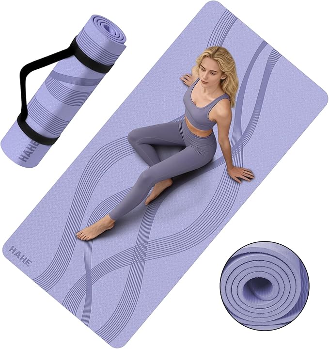Yoga Mat High Density Exercise Mat, 76"x32"x0.27"Thick Wide & Large Yoga Mat for Women Men, Professional POE Workout Mat for Yoga, Pilates, Fitness & Stretching