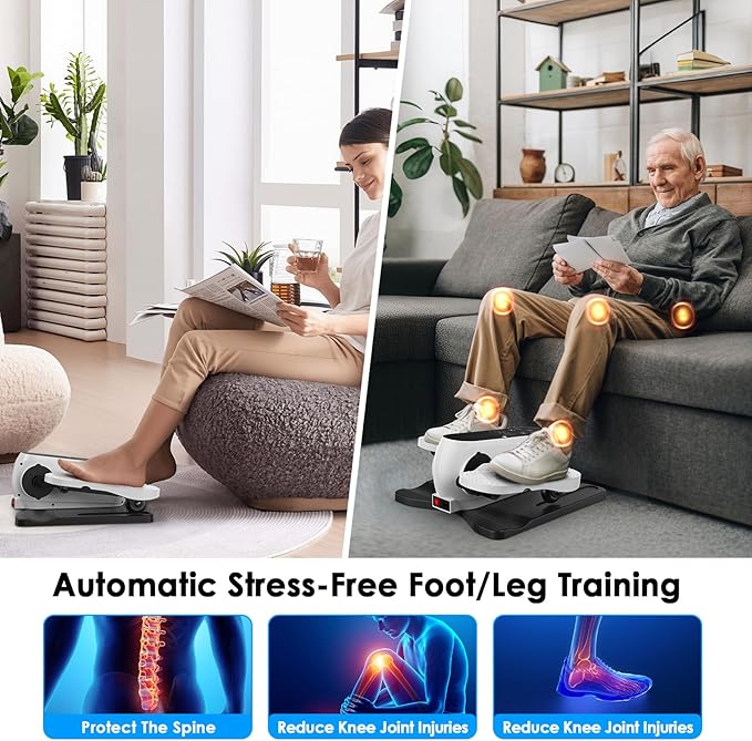 As Seen on TV Under Desk Elliptical Machine, Electric Leg Exerciser with Remote 12 Speeds, Quiet Portable Pedal Exerciser for Seniors at Home Office