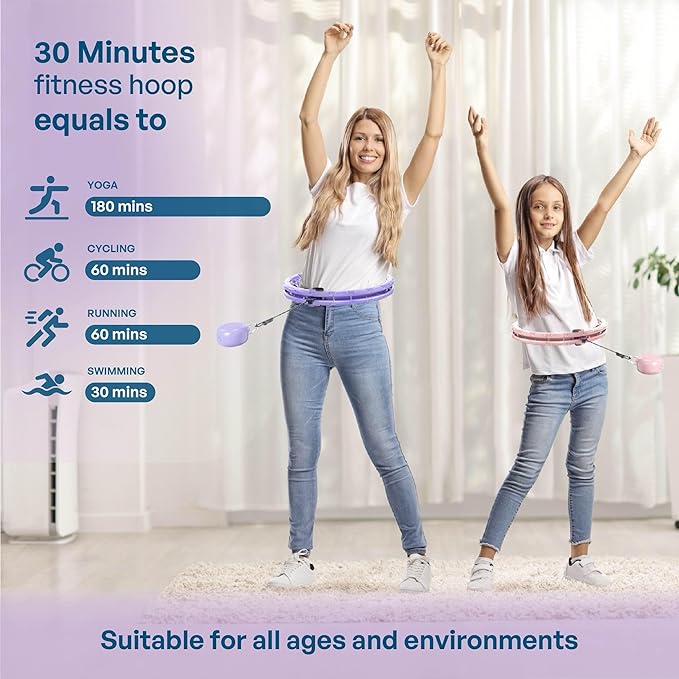 30/24/12 Knots, Upgraded Magnetic Lock Weighted Hula Hoop for Kids Adults Weight Loss, Infinity Hoop Plus Size, Home Indoor Outdoor, Fitness Exercise, Abdominal Toner