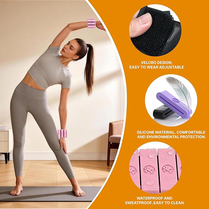 Adjustable Wrist Weights for Women Men, Leg Weights for Women 0.75lb-1lb-1.3lb Each for Walking, Yoga, Dance, Barre, Gym
