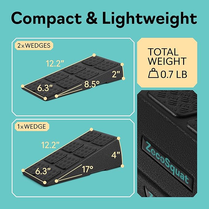 Squat Wedge Block Set of 3/5 - 960 LBS Capacity - Slant Board for Calf Stretching with 5 Stackable Angles - Calf Stretcher Slant Board - Workout Equipment - EPP Material for Exercise Equipment & Physical Therapy
