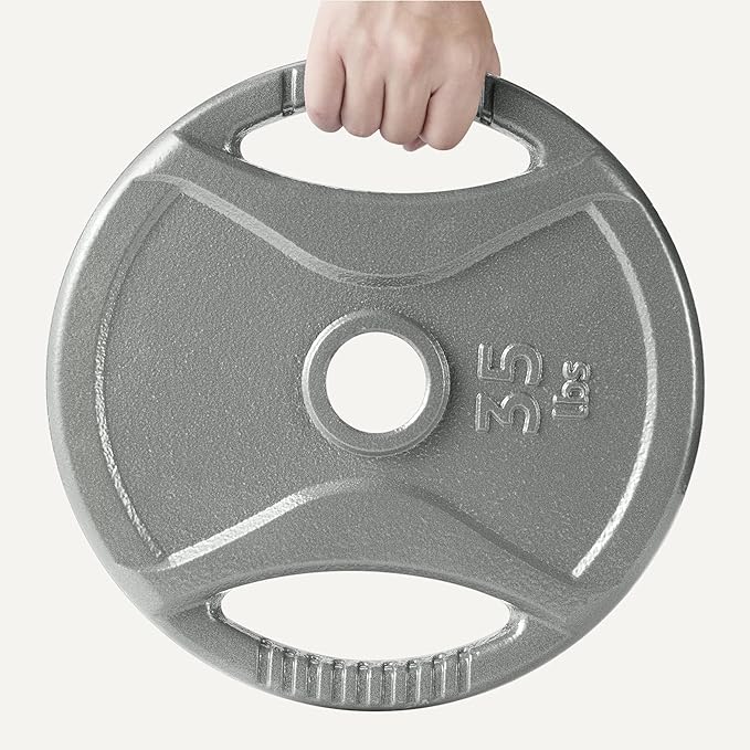 Amazon Basics 2-Inch Olympic Cast Iron Grip Weight Plates