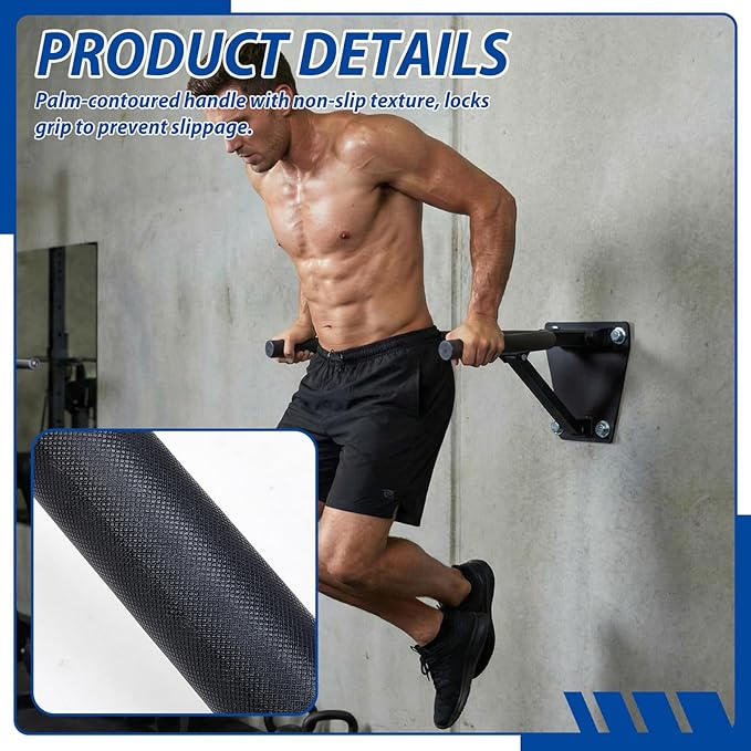 Zonon Wall Mount Dip Station Dip Bar Heavy Duty Wall Mount Pull up Bar for Home Gym Power Strength Training Workouts L Sits Knee Raises Gymnastics and Upper Body Fitness Training Max Capacity 400 lb