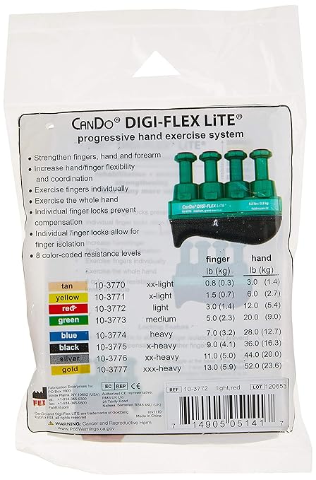 CanDo 10-3772 Digi-Flex LiTE Exerciser, Light, Red