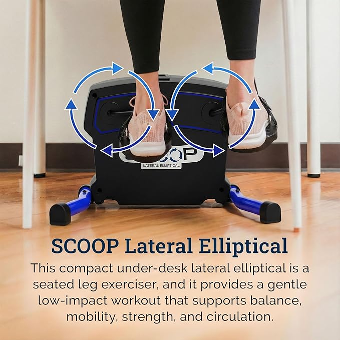 Scoop Lateral Elliptical | Compact Under Desk Exercise Equipment & Lateral Elliptical Machine | Leg Exerciser While Sitting for Seniors | Low-Impact Leg Exerciser for Balance, Mobility & Strength