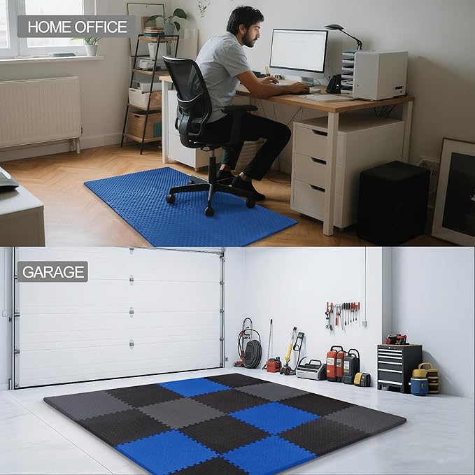 Elevon Puzzle Exercise Gym Flooring Mat, EVA Interlocking Foam Tiles Workout Mat for Home Gym, Fitness Equipment, MMA, Gymnastics, Shock-Absorbing Exercise Mat, Multi-Color