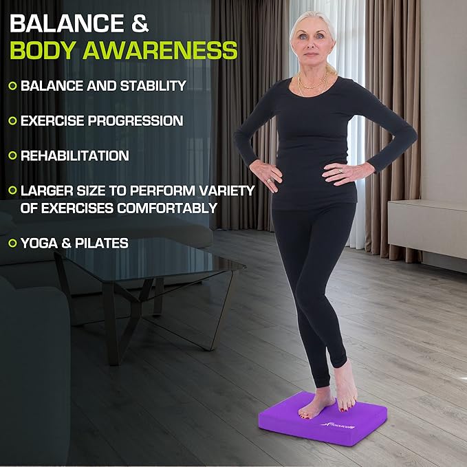 ProsourceFit Exercise Balance Pad, Non-Slip Cushioned Foam Mat & Knee Pad for Fitness and Stability Training, Yoga, Physical Therapy