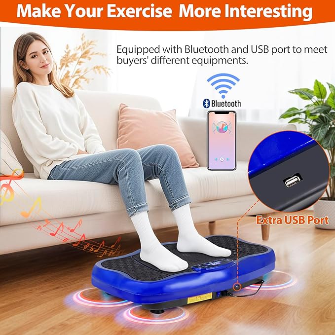 Vibration Plate Exercise Machine, Shaking Whole Body Workout Vibration Platform Lymphatic Drainage, Power Waver Vibrate Stand Machine for Home Fitness Weight Loss