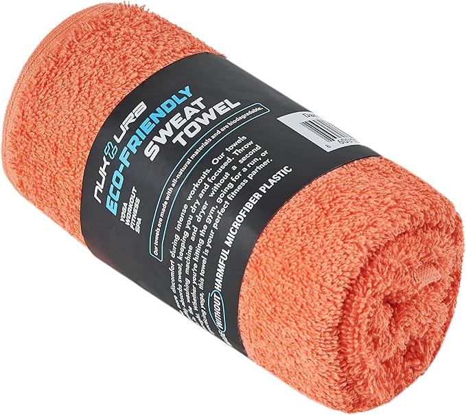 NUKURA 12’’x 40’’ Ultra Soft Workout Towel 1 Piece, High Absorbent 100% Cotton Towels, 450 GSM, Bulk Orders, Orange Color, Running, Sweat, Yoga, Neck Wrap, Workout Towels