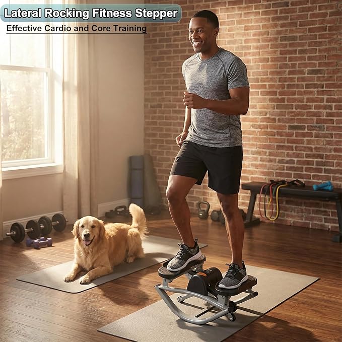 Low-Impact Lateral Rocking Fitness Stepper for Knees and Joints,Home Workout Machine,Rock Stepper Machine with Digital Display,Track Time,Reps,Calories for Legs,Glutes,Abs