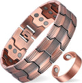 MagEnergy Copper Bracelet for Men, 3X Strength Magnetic Bracelet with 99.99% Pure Copper Ring & 3500 Gauss Magnets, Adjustable Length with Sizing Tool