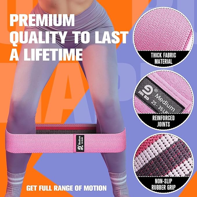 Thick Fabric Booty Bands – Resistance Loop Bands for Glutes & Legs, Home Gym, Pilates & Yoga – JIN BD