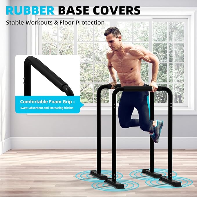 Outdoor Basic 2-in-1 Adjustable Dip Bar Station - Heavy Duty Parallel Bars with Connecting Parts, Extra Tall & Thickened Steel Design for Home Gym, Calisthenics & Strength Training (Dip Bar Pro)