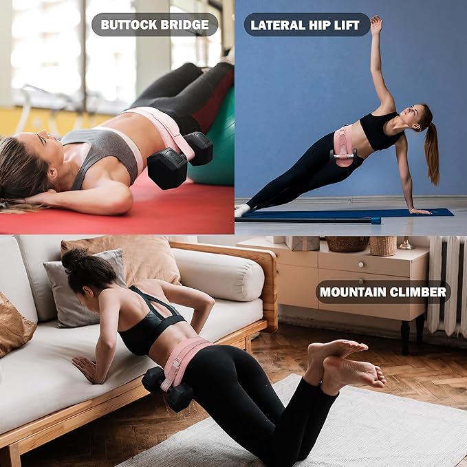 Hip Thrust Belt, Fully Upgraded Hip Thrust Belt for Dumbbells, More Comfortable Hip Thrust Belt, Home Gym Hip Thrust Belt with Wider and Longer Anti-Slip Pads.