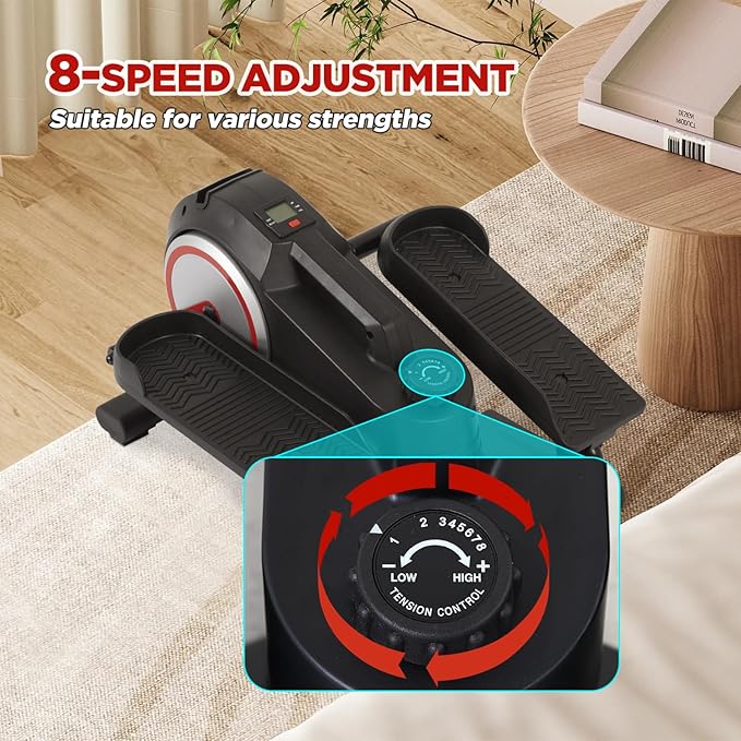 Under Desk Elliptical Machine, Portable Pedal Training Machine for Senior Exercise, Magnetic Mini Ellipse Machines Leg Exerciser Stair Stepper for Home with Resistance for Sitting or Standing