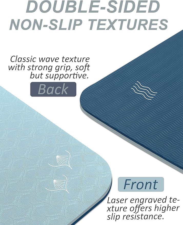 BEAUTYOVO Yoga Mat with Strap, 1/3 Inch Extra Thick Yoga Mat Double-sided Non Slip, Professional TPE Yoga Mats for Women Men, Workout Mat for Yoga, Pilates and Floor Exercises