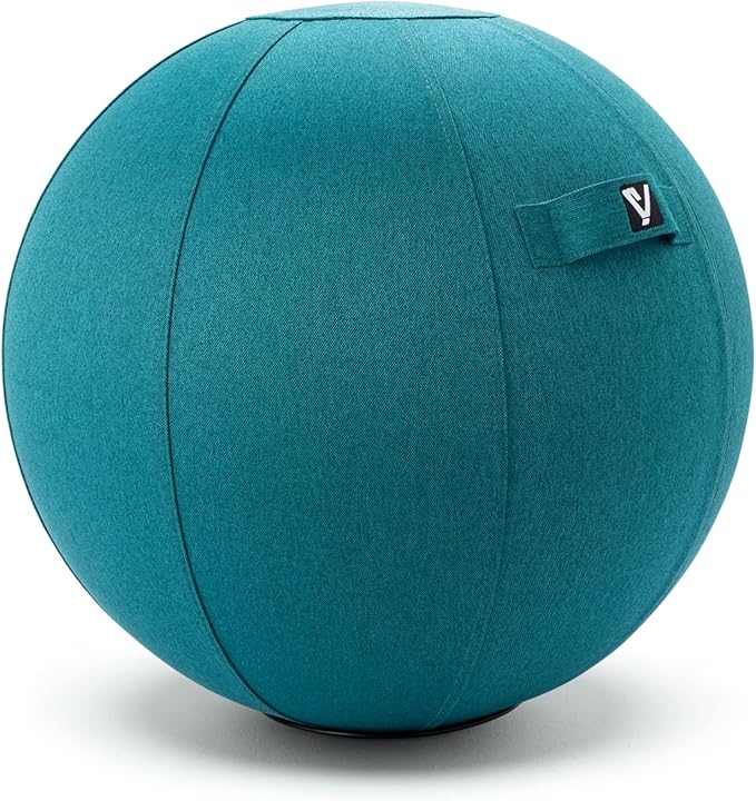 Sitting Ball Chair for Office and Home, Pilates Exercise Yoga Ball with Cover for Balance, Stability and Fitness, Ergonomic Posture Exercise Ball Seat with Handle and Pump