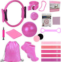 Pilates Kit for Women 17-in-1, Home Workout Set with 14" Pilates Ring and Ball, Resistance Bands, Stretch Strap, Yoga Ring & Accessories, Full Body Fitness Equipment