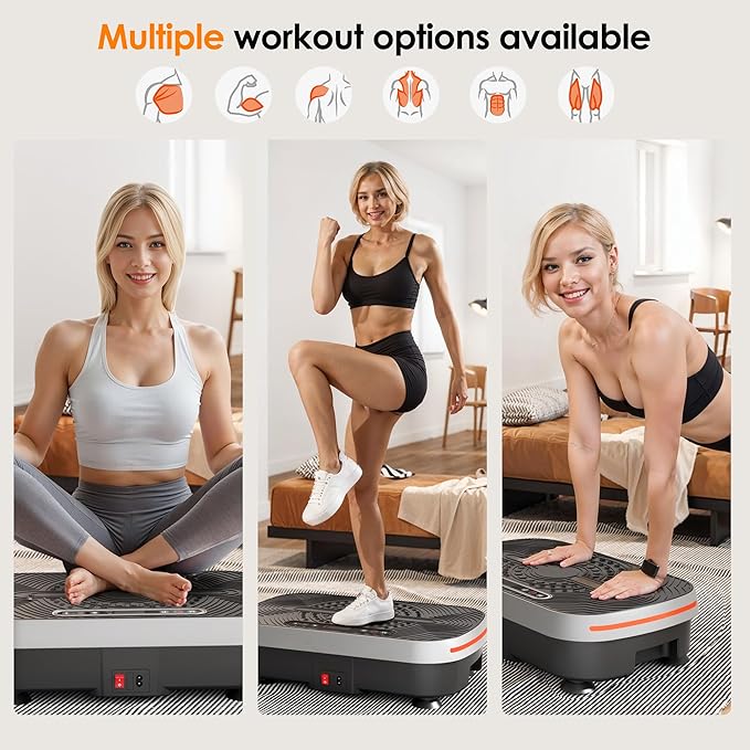 Vibrating Plate Exercise Machine, Vibration Plate for Lymphatic Drainage with Resistance Bands, 99 Speed Levels, Whole Body Shaker, for Weight Loss Fat Burner for Women Men