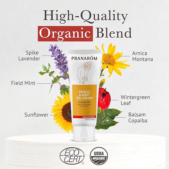 Pranarom - Aromalgesic Muscle & Joint Gel-Cream 100ml - Relaxing with Body Massage Oil - Fast-Absorbing, Non-Greasy - Organic