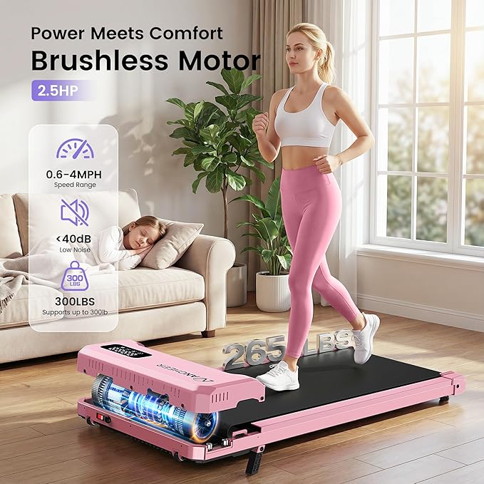 Small Walking Pad Treadmill with Incline - Under Desk Treadmills with Vibration Plate, 2.5HP Compact Portable Walking Pads with Handle Bar for Home Small Spaces, Office, Remote Control & LED Display