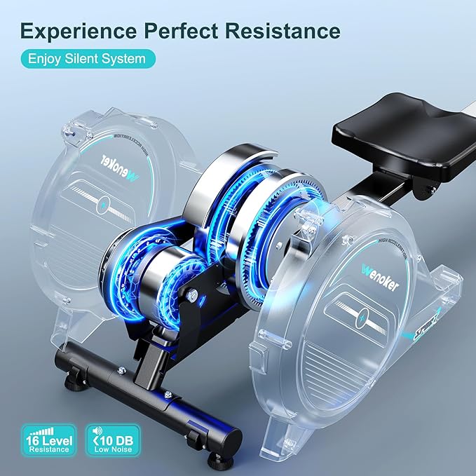 Rowing Machine for Home, Magnetic Rower Machine, 350 LB Weight Capacity, 16-Level Silent Resistance Row Machine for Gym Exercise Full-Body Workout Compact Rower with LCD Monitor Tablet Holder