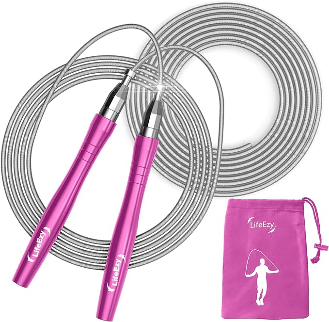 Jump Rope, High Speed Weighted Jump Rope - Premium Quality Tangle-Free - Self-Locking Screw-Free Design - Jump Ropes for Fitness - Skipping Rope for Workout Fitness, Crossfit & Home Exercises