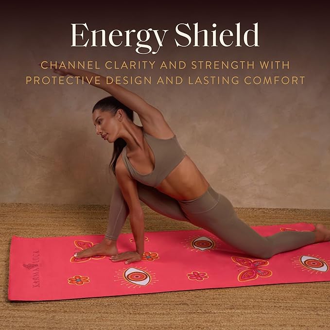 KARMA AND LUCK Radiant Protection Yoga Towel, Absorbent, Non-Slip Hot Yoga Mat Towel, Silicone Grip & Soft Terry Suede for Spiritual Energy Shield & Clarity, 26” x 72”