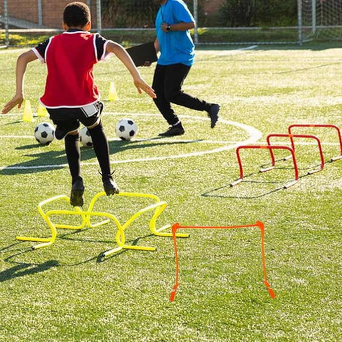 Adjustable Soccer Training Hurdles Plastic Speed Hurdle Set for Football Agility and Speed Training, Foldable Bright Colored Sports Equipment for Outdoor Practice