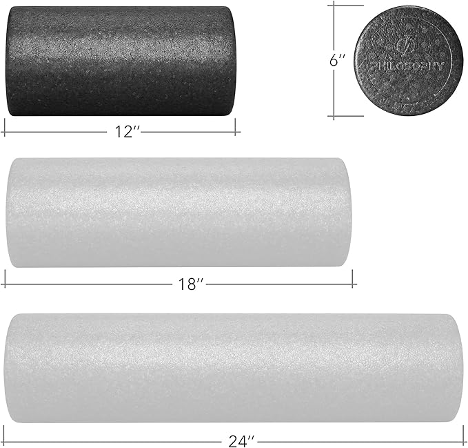 Philosophy Gym 12" High-Density Foam Roller for Exercise, Massage, Muscle Recovery - Round, Black