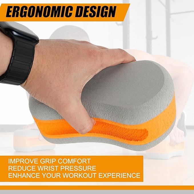 Soft Push Up Pads - Thick EVA Push-Up Stands Handle Pushup Support, Anti-Slip Workout Stands for Strength Training, Portable Floor Exercise Fitness Equipment for Home Indoor & Outdoor, 2pcs