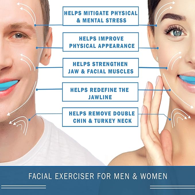 Jawline Exerciser & Face Exerciser for Women & Men - Device & Tool for TMJ and Jaw Exerciser for Facial Fitness to Strengthen Facial Muscles, Remove a Double Chin & Facial Toning - Clear
