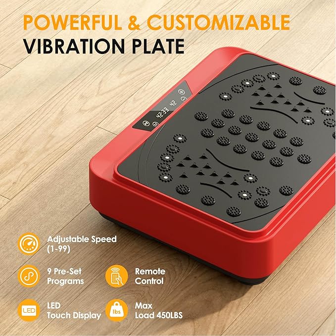 Vibration Plate Exercise Machine, Full Body Workout Vibration Platform with Resistance Bands, Fitness Machine for Weight Loss, Toning & Lymphatic Drainage, Home Gym Equipment,